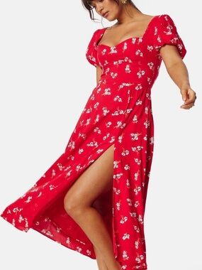 Bardot Gillian Midi Dress In Red Ditsy Floral